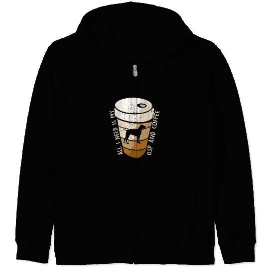 German Shorthaired Pet CF Coffee Mens Funny German Shorthair Pointer Coffee and GSP Zip Hoodies