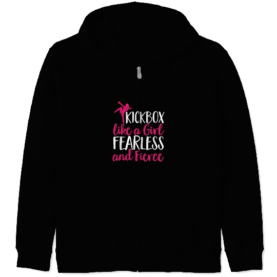 Sport Kickboxing Girl Fearless and Fierce Kickbox Kickboxer Zip Hoodies