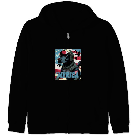 Labrador Pet Merica Patriotic Black Labrador. Duck Hunting. Dove hunter Zip Hoodies