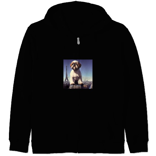 Shih Tzu Pet Eiffel Tower France Paris Gift Men Women Zip Hoodies