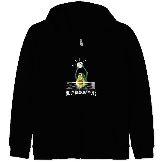 Sport Volleyball Holy Blockamole Volleyball Avocado Men Women Funny 12 Zip Hoodies