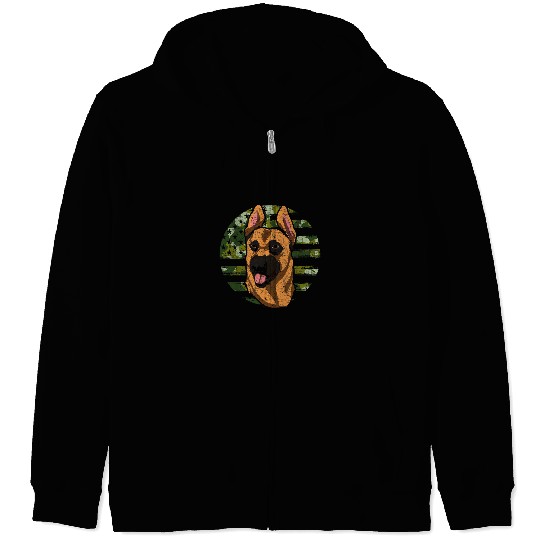 Belgian Malinois Pet Patriotic Dog Lover Dog Camouflage USA Flag Zip Hoodies