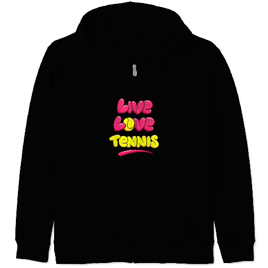 Discover Sport Tennis Live Love Tennis Player Lover Graphic Zip Hoodies