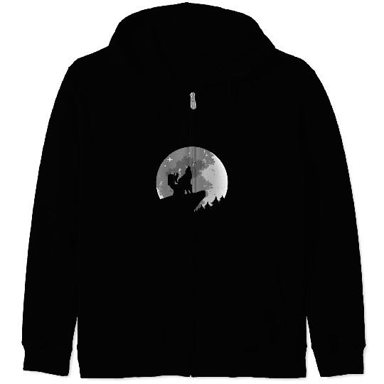 Coyote Mammal Funny Howling wolfs On Toilet and Full Moon Men Women Zip Hoodies