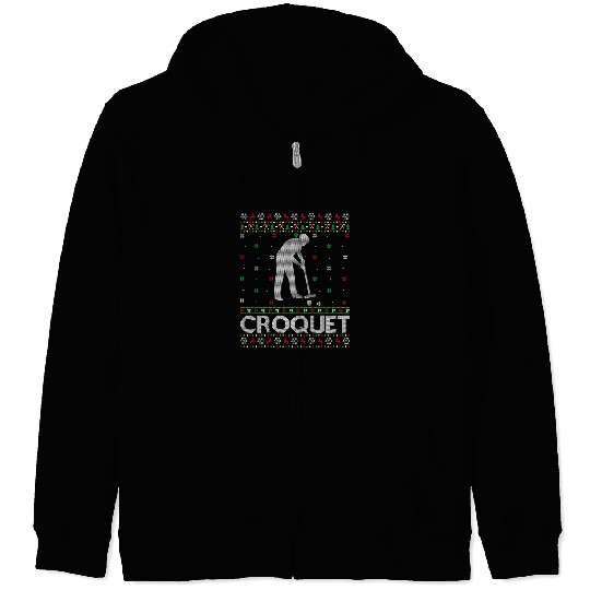 Sport Croquet Set Sports Lover xmass Ugly Croquet Christmas Zip Hoodies
