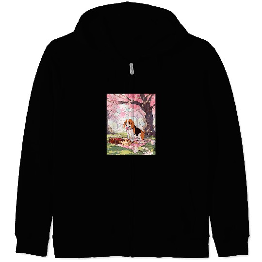 Beagle Pet Cherry Blossom Funny Dog Picnic 0 Zip Hoodies