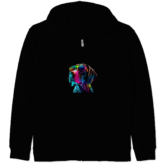 German Shorthaired Pet Colorful German Shorthair Pointer Funny GSP Dad Mom Zip Hoodies