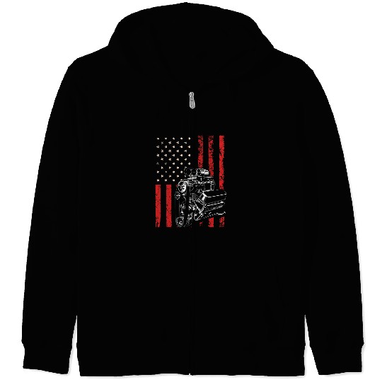 Discover vintages Muscle Car Piston USA Flag for Patriotic Mechanic Zip Hoodies