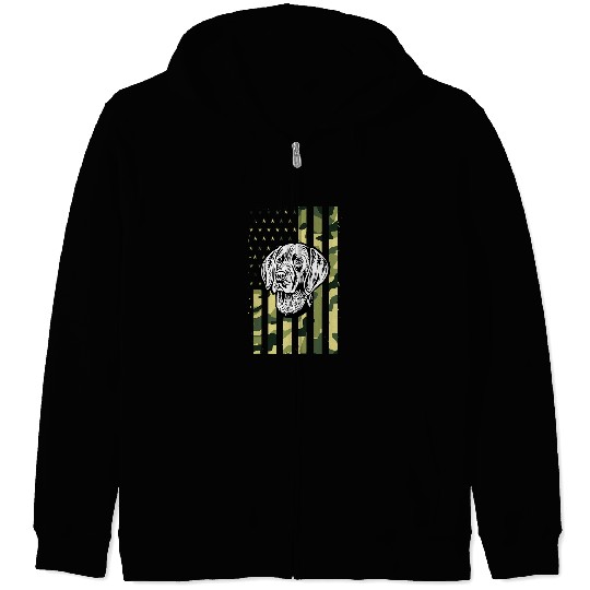 German Shorthaired Pet Camouflage American Flag 1 Zip Hoodies