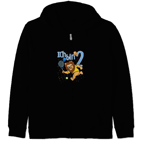 Discover Sport Tennis Lion Gift Kids Second Birthday Boy Tennis Lion Ich Bin Zwei Zip Hoodies