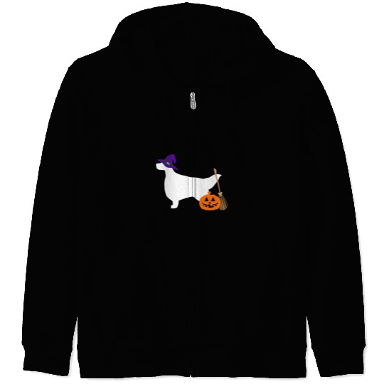 English Setter Pet English Setter Halloween Dog Wearing Witch Hat Zip Hoodies