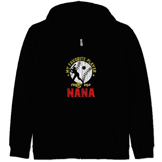 Sport Softball Player Nana Mothers Day American Sport Softball Zip Hoodies