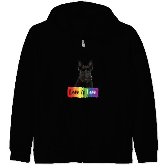 Scottish Terrier Pet Love is Love Rainbow Zip Hoodies