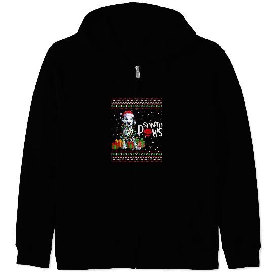 Dalmatian Pet Santa Paws Christmas Dalmatian xmass buffalo plaids Red 41 Zip Hoodies