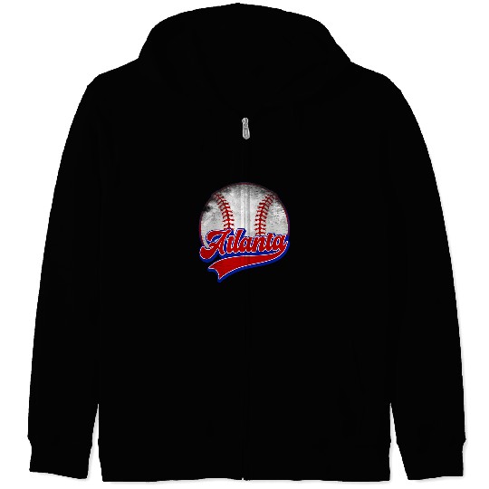 Sport Baseball Vintage Atlanta Cityscape Baseball Lover Player and Fans 29 Zip Hoodies