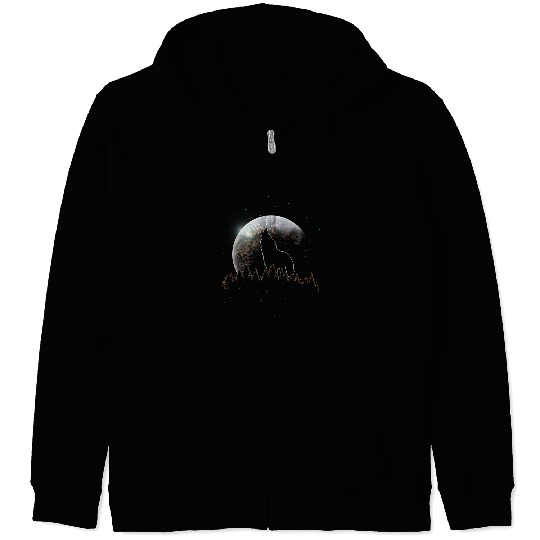 Coyote Mammal Full Moon Predator Forest Animal Wildlife Howling Zip Hoodies