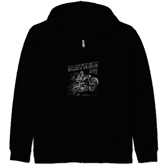 Mayhem Skeletons Rider Bullhead City Motorcycle Bike Week Zip Hoodies
