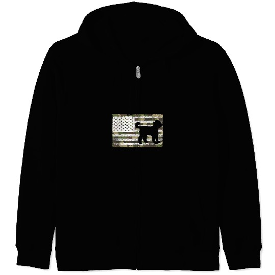Goldendoodle Pet For Men Boys Doodle Dog Camouflage 4th of July Zip Hoodies