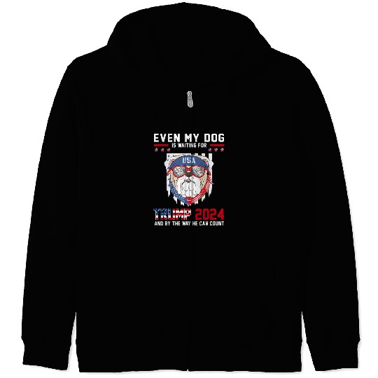 Pitbull Pet Bully Even My Dog Is Waiting For Trump 2024 Pitbull Dog Trump Zip Hoodies
