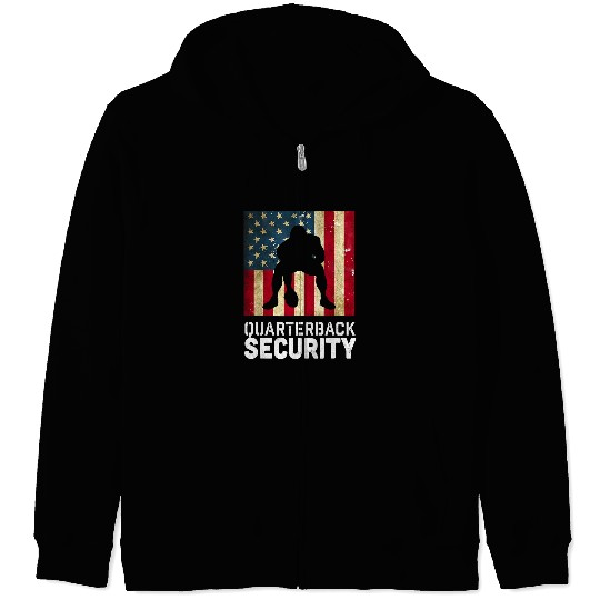 Sport American Football Quarterback Security USA Flag Football Offensive Lineman Zip Hoodies