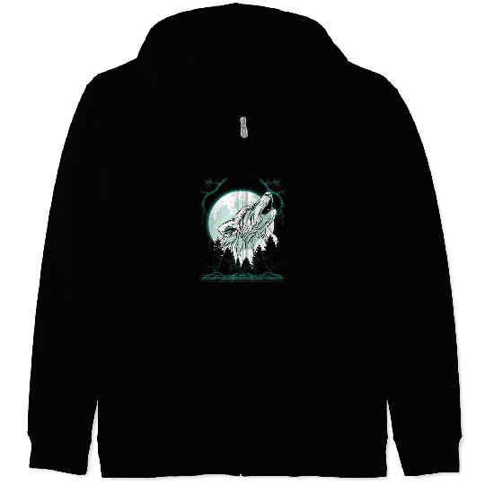 Coyote Mammal Full Moon wolfs Wildlife Wilderness Lightning Bolts Outrun Zip Hoodies