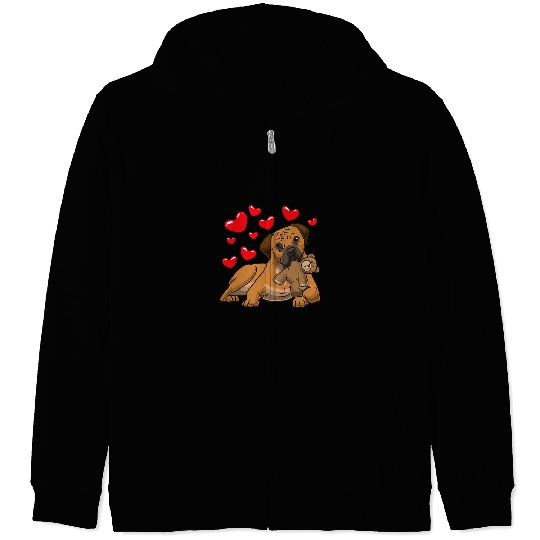 Boerboel Pet with stuffed animal and hearts 242 Zip Hoodies