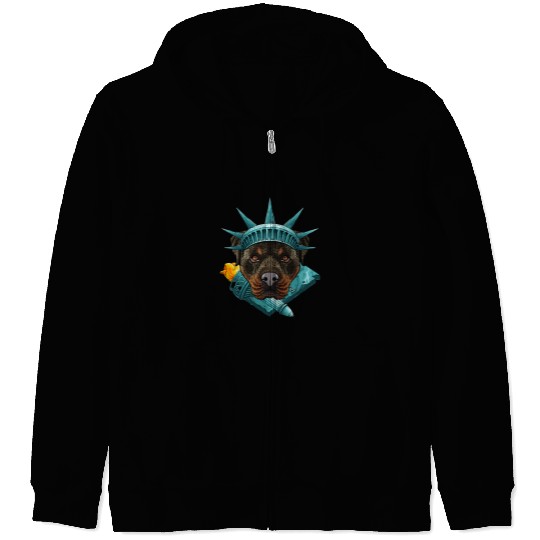 Rottweiler Pet Statue Of Liberty Rottweiler 4th Of July Dog USA America Zip Hoodies