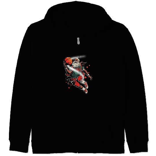 Sport Basketball Happy Kwanzaa Merry Kwanzaa Santa Black Christmas Basketball 2 Zip Hoodies