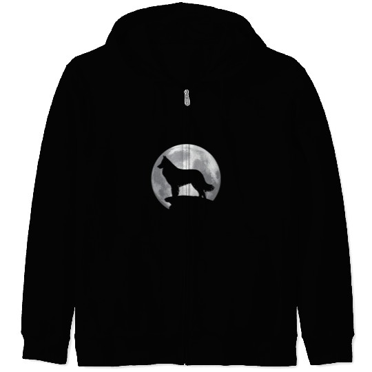 Belgian Shepherd Pet Eclipse Full Moon Halloween Costume Zip Hoodies