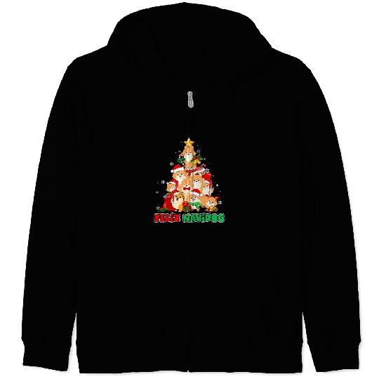 Pomeranian Pet Feliz Navidog Feliz Navidad Christmas Pomeranian Zip Hoodies