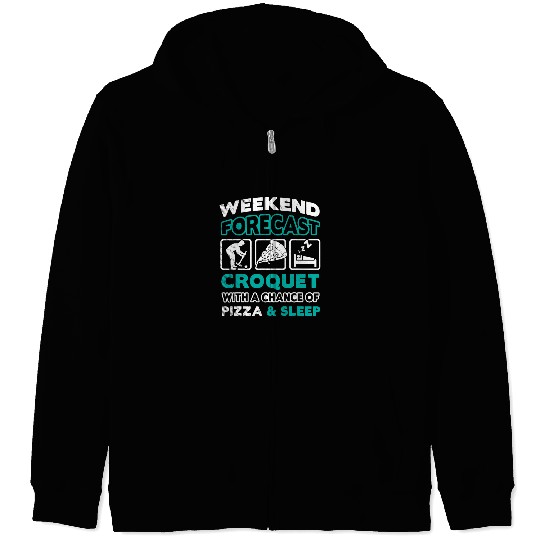 Sport Croquet sports funny WEEKEND Forecast graphic theme cute art Zip Hoodies