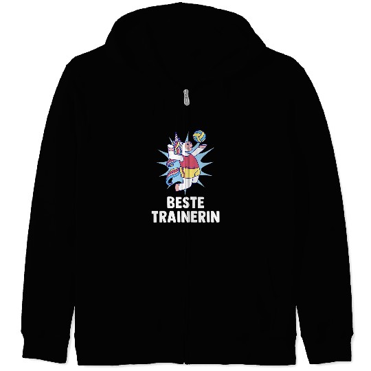 Sport Volleyball Unicorns Womens Volleyball Trainer Unicorns Funny Volleyball Coach Zip Hoodies