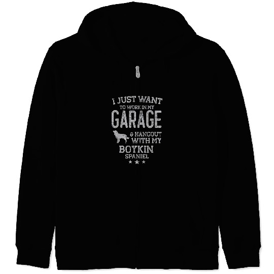 Boykin Spaniel Pet Dad Car Garage Hangout Men Zip Hoodies
