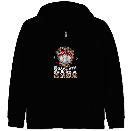 Sport Baseball Nana Leopard Softball Grandma Ball Mothers Day Zip Hoodies