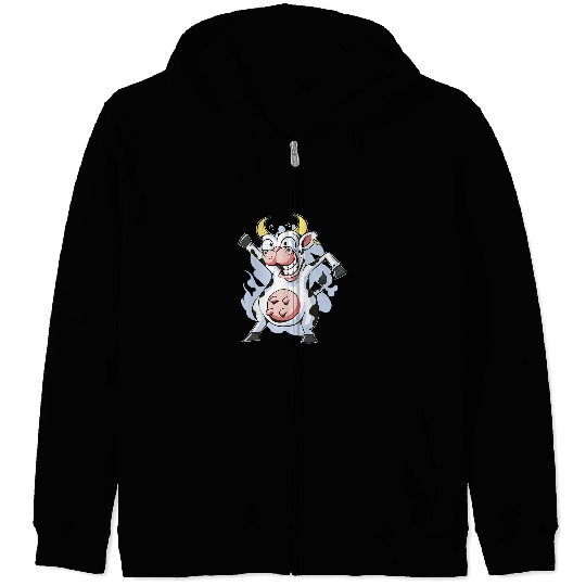 Devil Cow Motif for Cow Farmer as Horns Cow Bauer Motif Zip Hoodies