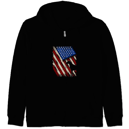Rhodesian Ridgeback Pet American Flag Retro Rhodesian Ridgeback Dog 4th Of July Zip Hoodies