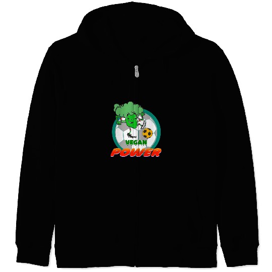 Sport Soccer Plant Vegetarian Soccer Broccoli Vegan Power Football Zip Hoodies