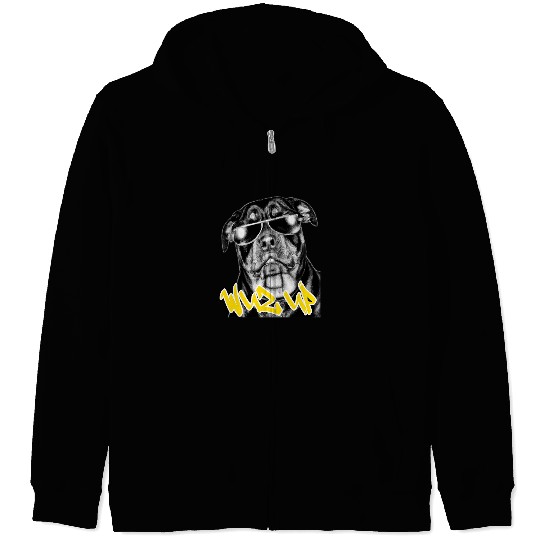 Rottweiler Pet West coast rappers HIP HOP WUZ UP fashion Zip Hoodies