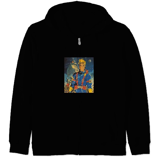 Retro vintages 1950s Space SciFi Comic Book Outer Space Art Zip Hoodies