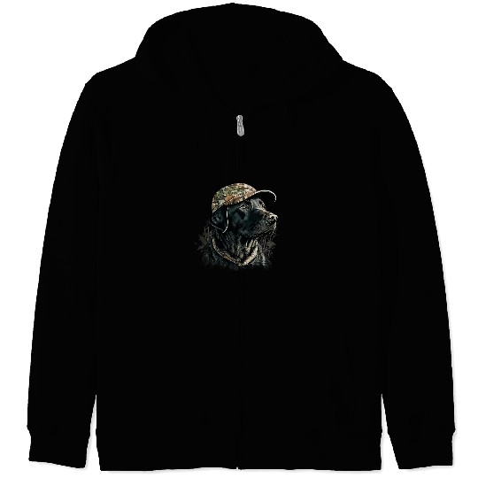 Labrador Pet Duck Hunting Partner Camo Hat Waterfowl Hunter Zip Hoodies