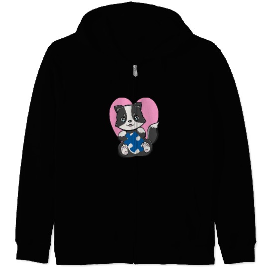 Border Collie Pet Autism Puzzle Border Collie Cute Herding Dog Authistic Zip Hoodies