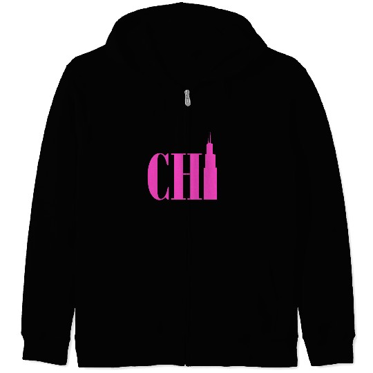 Chicago - Neon Pink Zip Hoodies