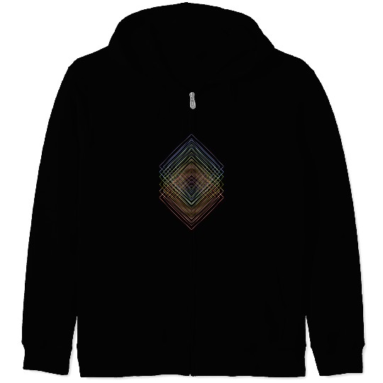 Geometric colored squared echo lineart Zip Hoodies