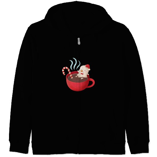 Cute Snowman in Hot Cocoa Zip Hoodies