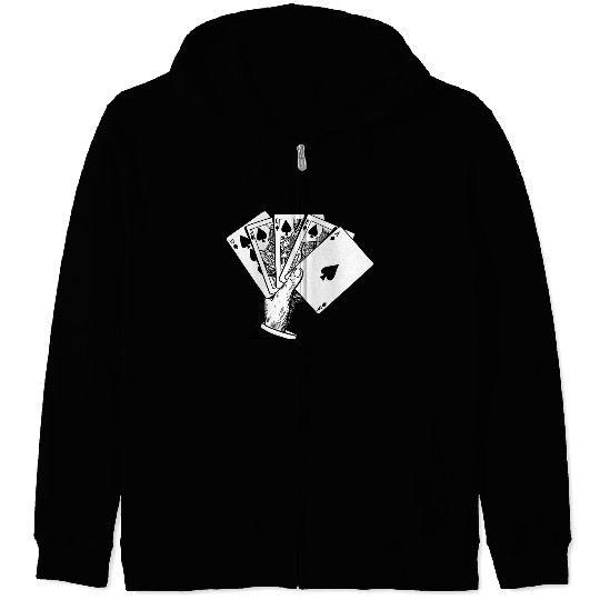 Royal Flush Vintage Illustration Zip Hoodies