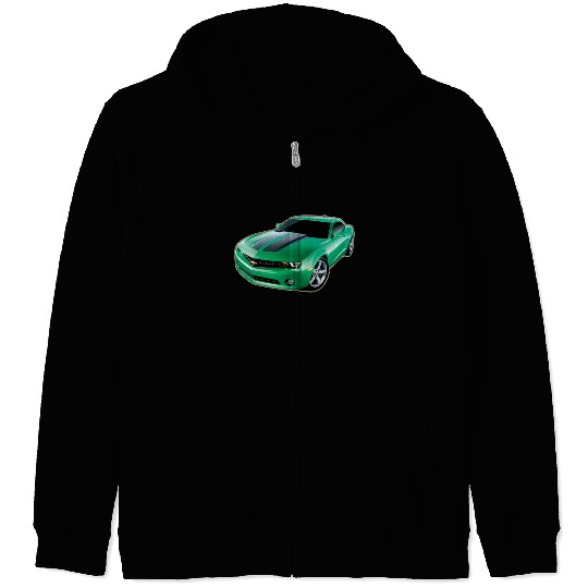 GREEN CHEVY CAMARO Zip Hoodies