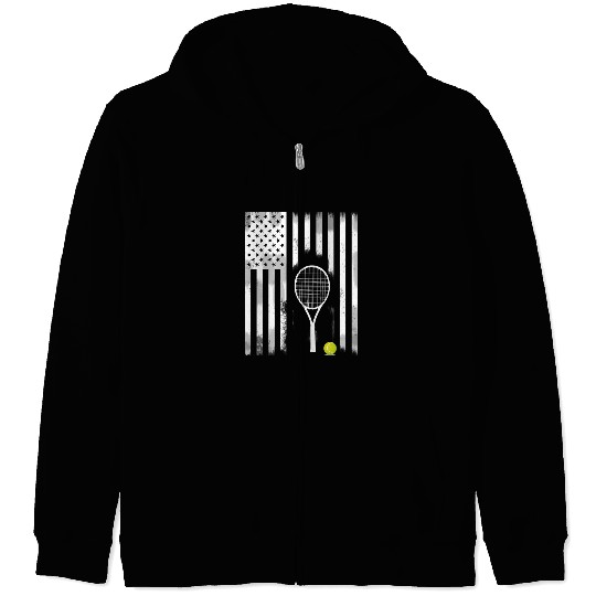 tennis American flag Hit racket Court Us open usa Zip Hoodies