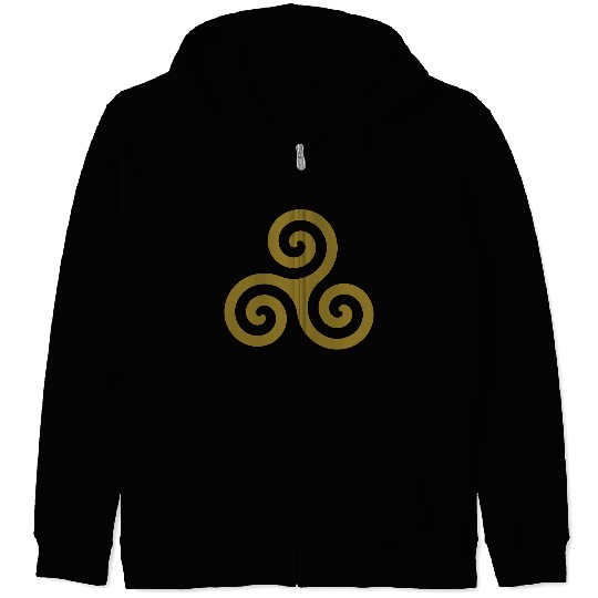 Karma Triskelion Swirl Gold Metallic Ink Zip Hoodies