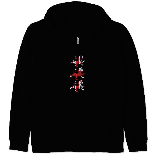 Union Jack Three Lions United Kingdom Great Flag Zip Hoodies