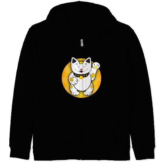 Maneki Neko - Japanese Lucky Cat Zip Hoodies